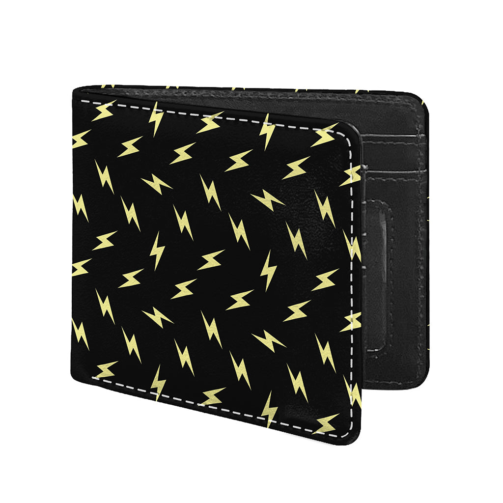 Black And Yellow Lightning Pattern Print Bifold Wallet