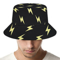 Black And Yellow Lightning Pattern Print Bucket Hat