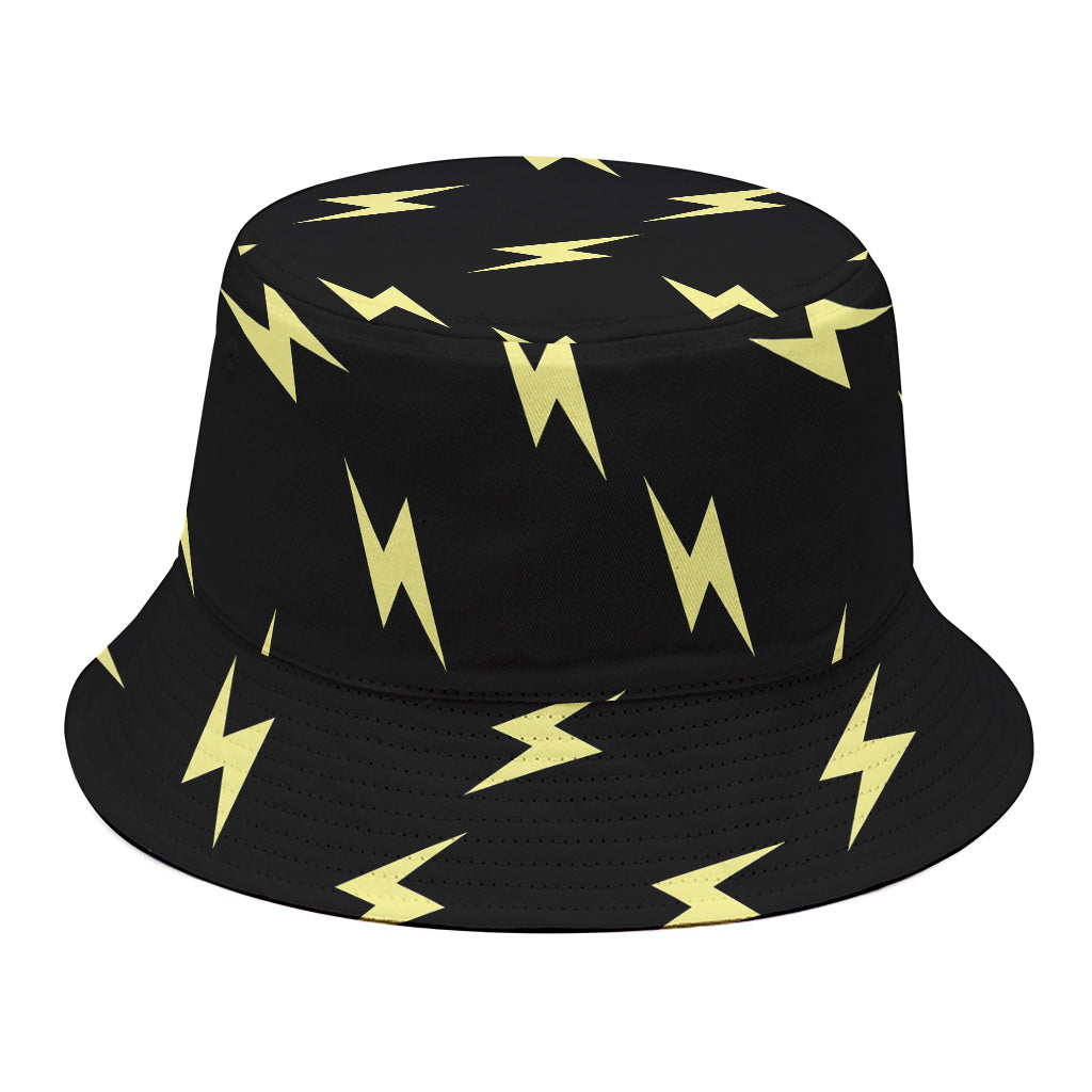 Black And Yellow Lightning Pattern Print Bucket Hat