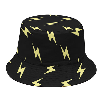 Black And Yellow Lightning Pattern Print Bucket Hat