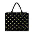 Black And Yellow Lightning Pattern Print Canvas Tote Bag
