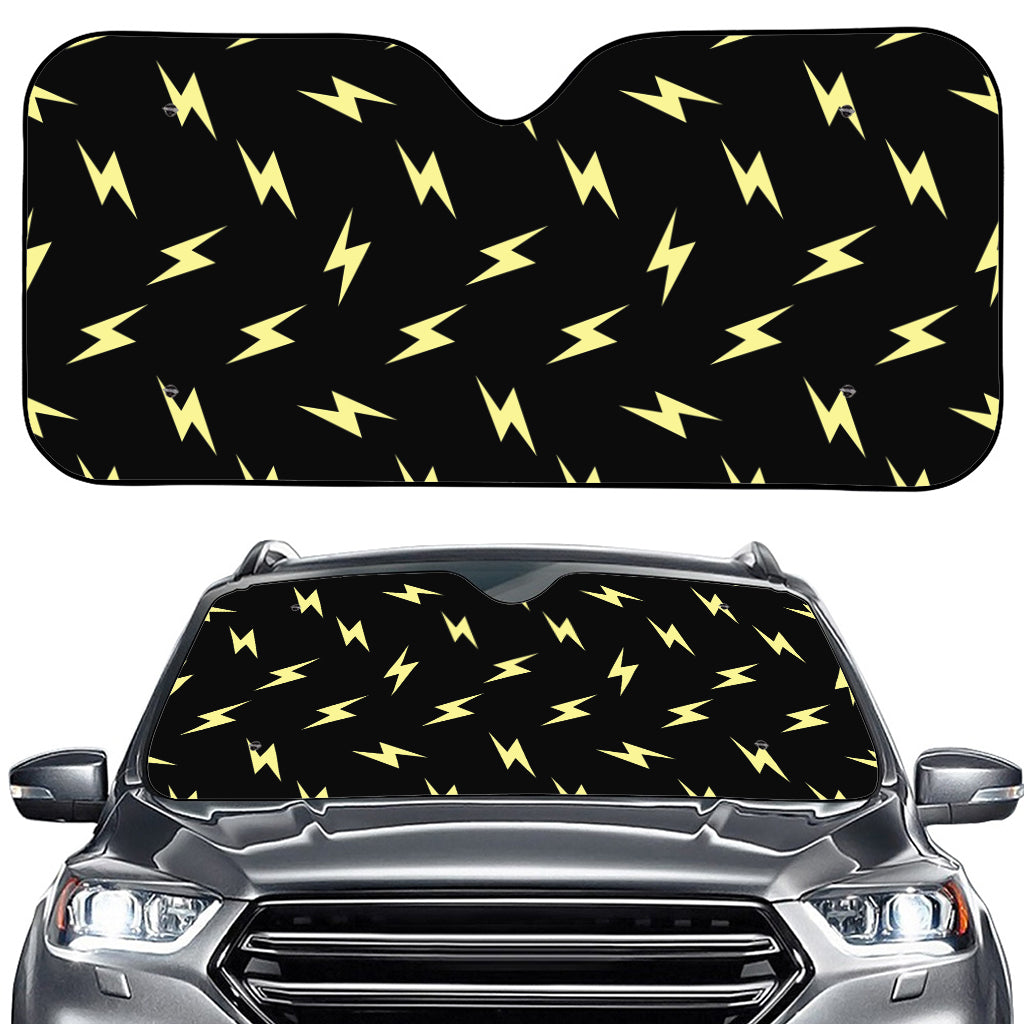 Black And Yellow Lightning Pattern Print Car Windshield Sun Shade