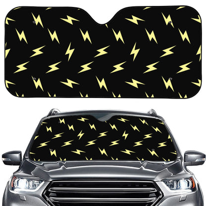 Black And Yellow Lightning Pattern Print Car Windshield Sun Shade
