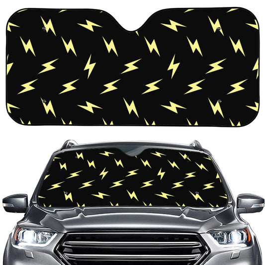 Black And Yellow Lightning Pattern Print Car Windshield Sun Shade