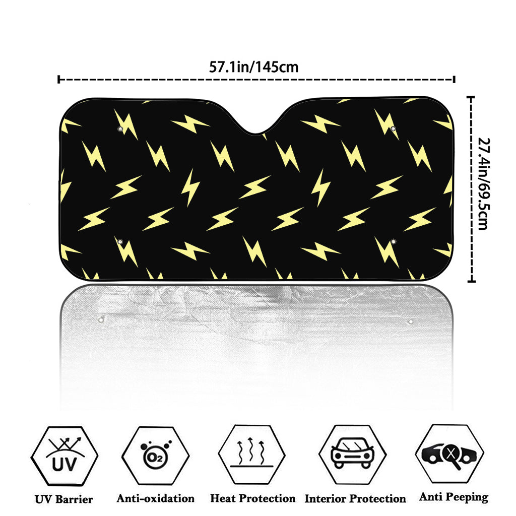 Black And Yellow Lightning Pattern Print Car Windshield Sun Shade