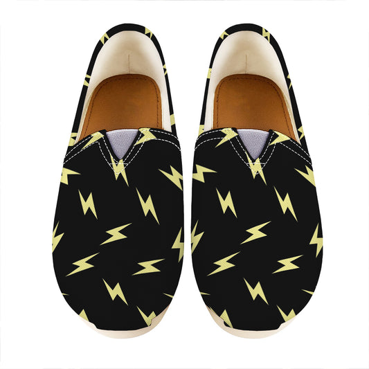 Black And Yellow Lightning Pattern Print Casual Shoes