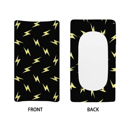 Black And Yellow Lightning Pattern Print Changing Pad Cover
