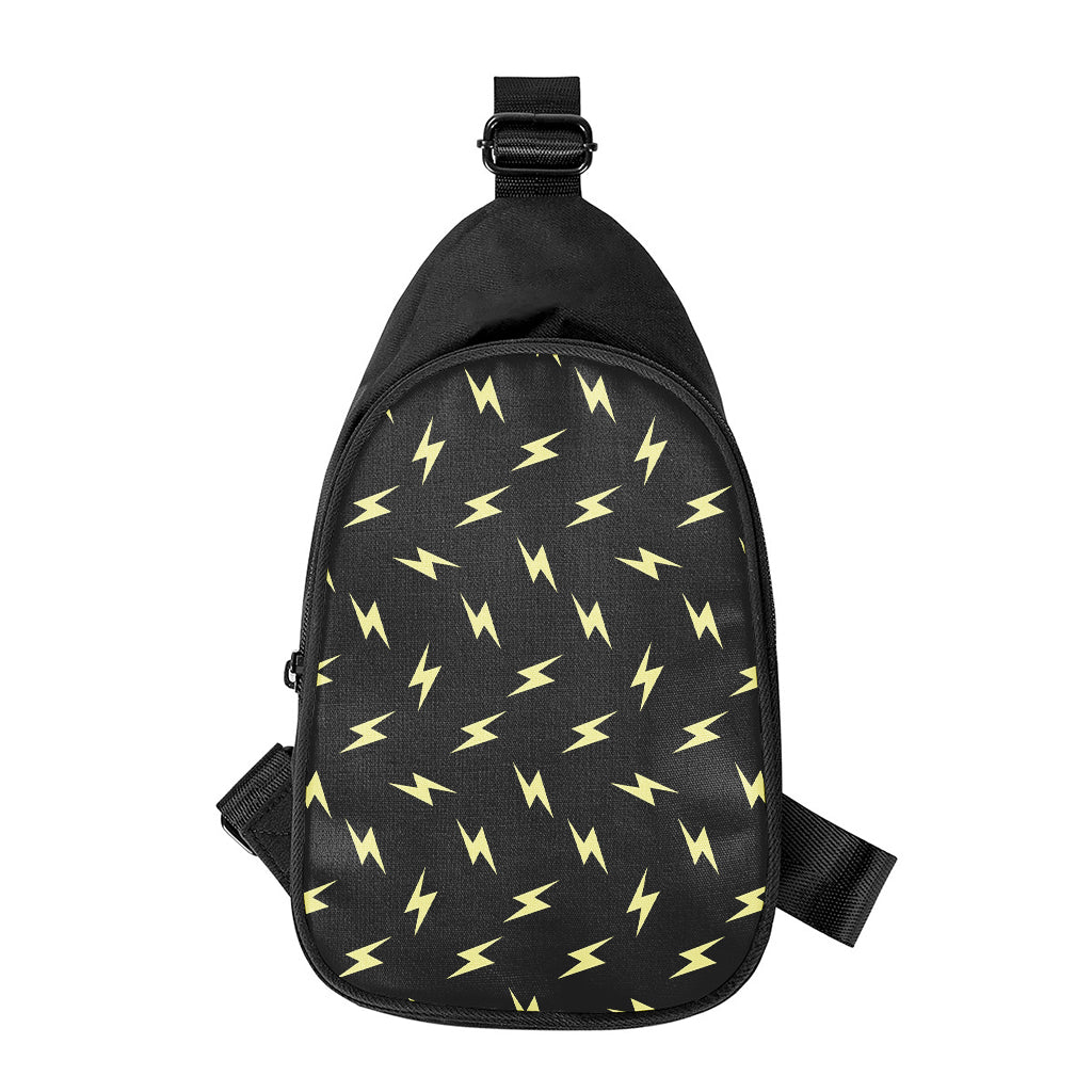 Black And Yellow Lightning Pattern Print Chest Bag