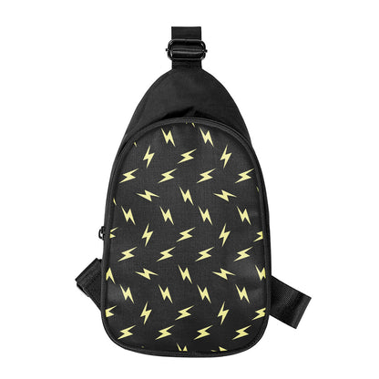 Black And Yellow Lightning Pattern Print Chest Bag