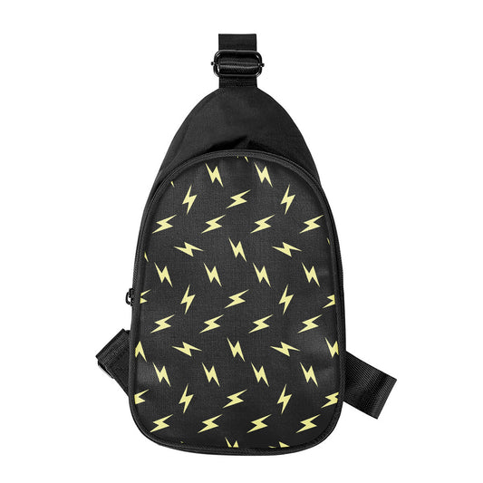 Black And Yellow Lightning Pattern Print Chest Bag