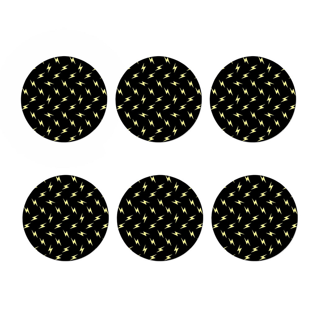 Black And Yellow Lightning Pattern Print Coaster Set