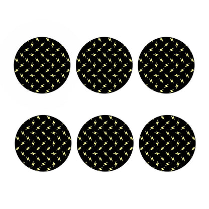 Black And Yellow Lightning Pattern Print Coaster Set