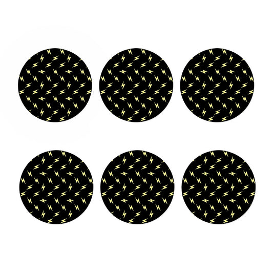 Black And Yellow Lightning Pattern Print Coaster Set