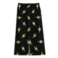 Black And Yellow Lightning Pattern Print Cotton Front Slit Maxi Skirt