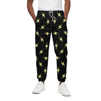Black And Yellow Lightning Pattern Print Cotton Pants