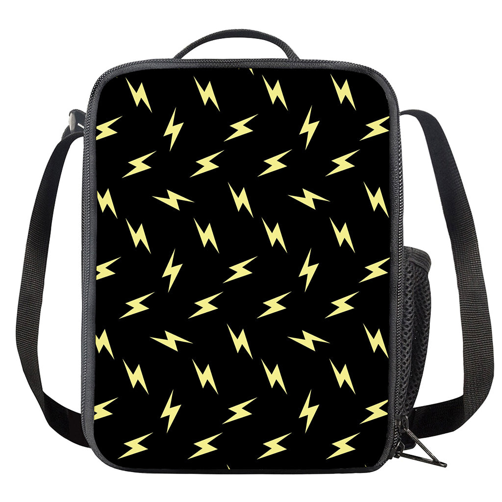 Black And Yellow Lightning Pattern Print Crossbody Lunch Bag
