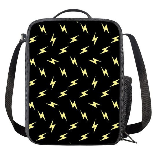 Black And Yellow Lightning Pattern Print Crossbody Lunch Bag