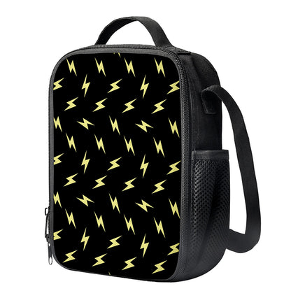 Black And Yellow Lightning Pattern Print Crossbody Lunch Bag