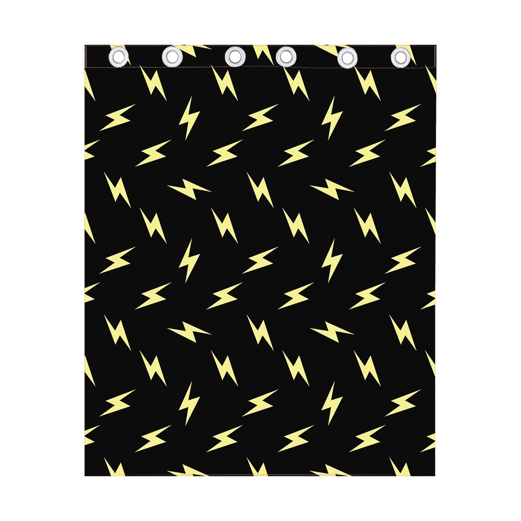 Black And Yellow Lightning Pattern Print Curtain
