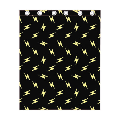 Black And Yellow Lightning Pattern Print Curtain