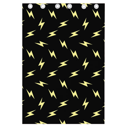 Black And Yellow Lightning Pattern Print Curtain