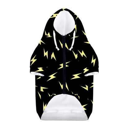 Black And Yellow Lightning Pattern Print Dog Zip Up Hoodie