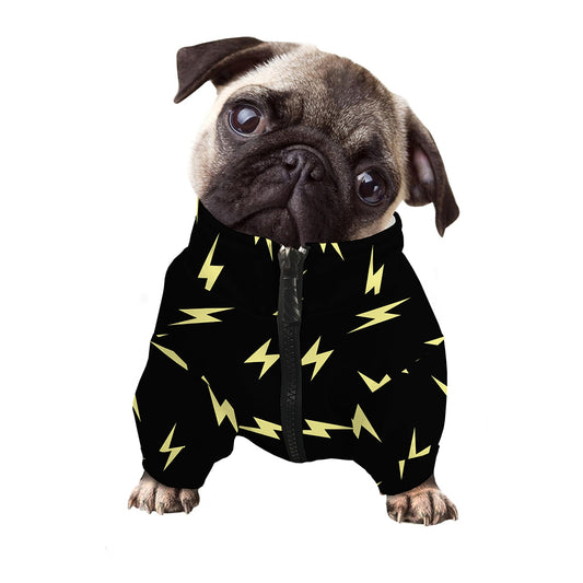 Black And Yellow Lightning Pattern Print Dog Zip Up Jacket