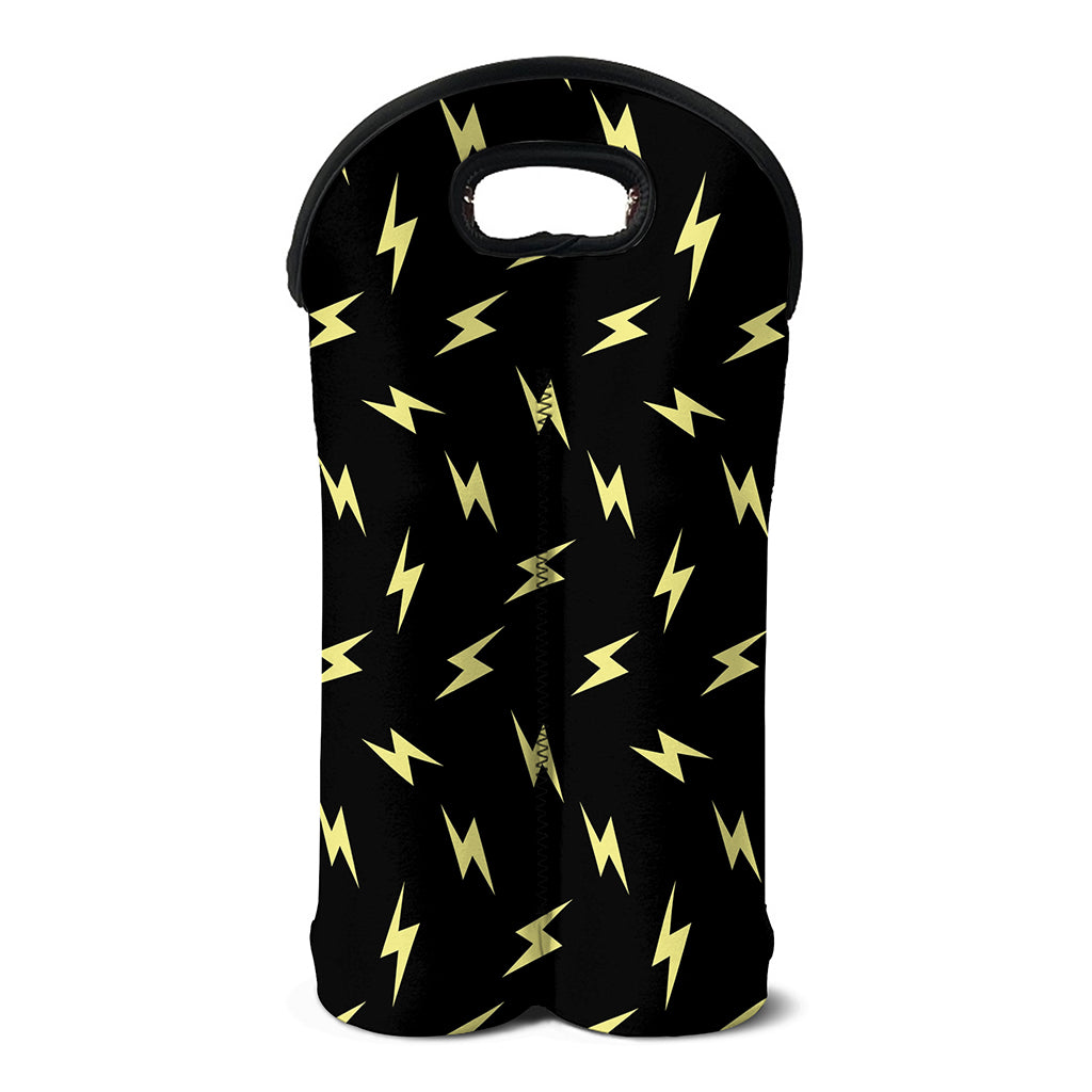 Black And Yellow Lightning Pattern Print Double Neoprene Wine Tote