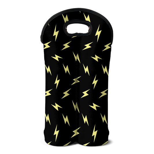 Black And Yellow Lightning Pattern Print Double Neoprene Wine Tote