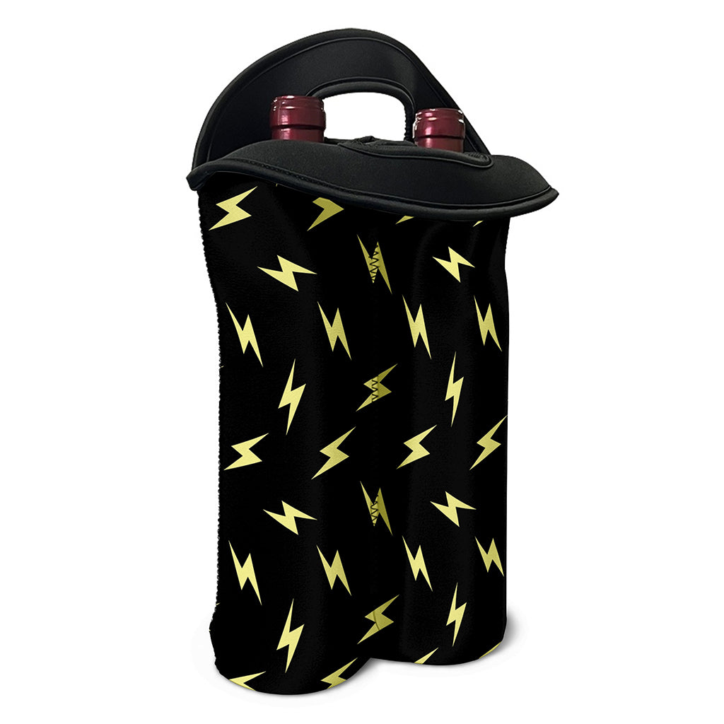Black And Yellow Lightning Pattern Print Double Neoprene Wine Tote