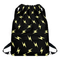 Black And Yellow Lightning Pattern Print Drawstring Backpack