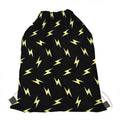 Black And Yellow Lightning Pattern Print Drawstring Bag