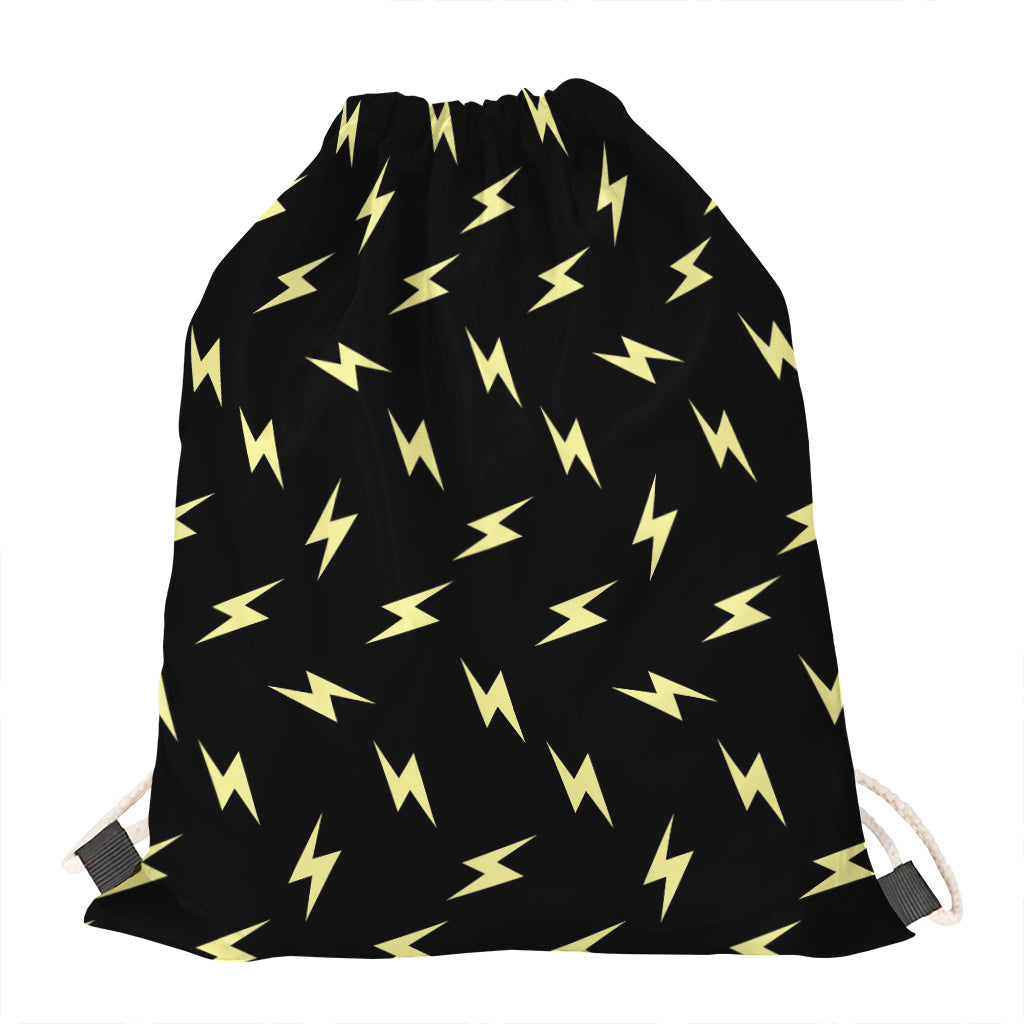 Black And Yellow Lightning Pattern Print Drawstring Bag
