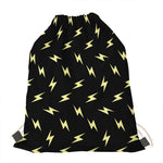 Black And Yellow Lightning Pattern Print Drawstring Bag