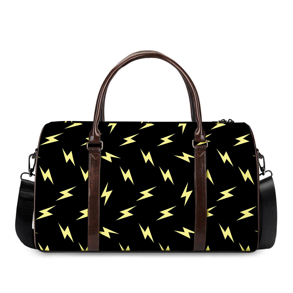 Black And Yellow Lightning Pattern Print Duffle Bag