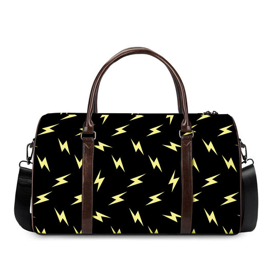 Black And Yellow Lightning Pattern Print Duffle Bag