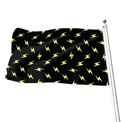 Black And Yellow Lightning Pattern Print Flag