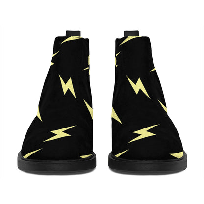 Black And Yellow Lightning Pattern Print Flat Ankle Boots