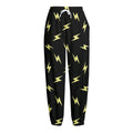 Black And Yellow Lightning Pattern Print Fleece Lined Knit Pants