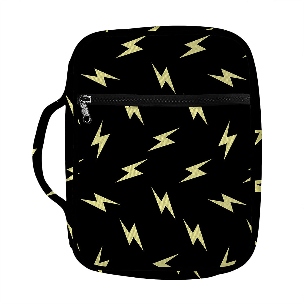 Black And Yellow Lightning Pattern Print Front Pocket Bible Bag