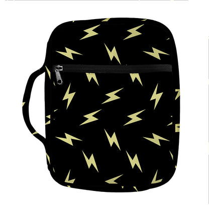 Black And Yellow Lightning Pattern Print Front Pocket Bible Bag