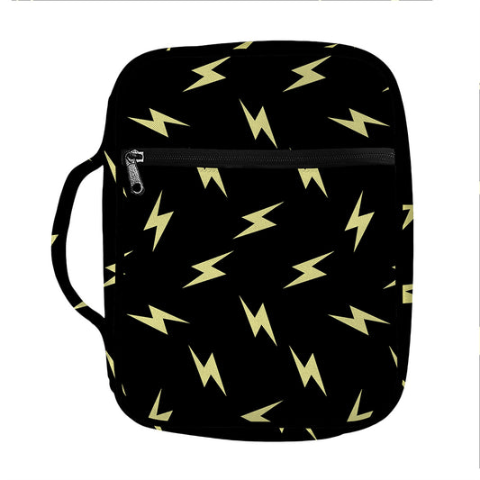 Black And Yellow Lightning Pattern Print Front Pocket Bible Bag