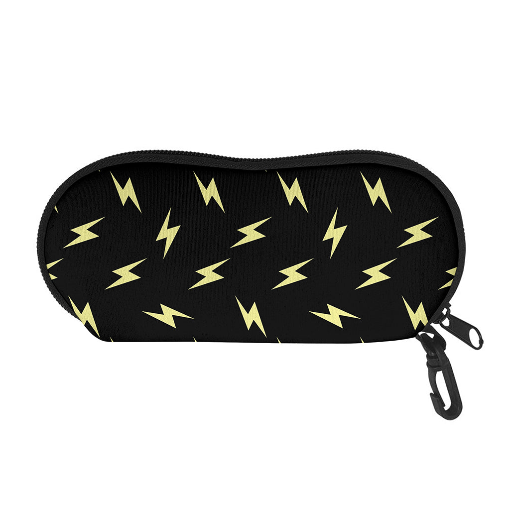 Black And Yellow Lightning Pattern Print Glasses Case
