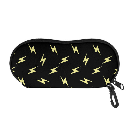 Black And Yellow Lightning Pattern Print Glasses Case