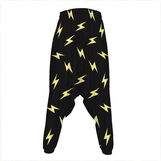 Black And Yellow Lightning Pattern Print Hammer Pants