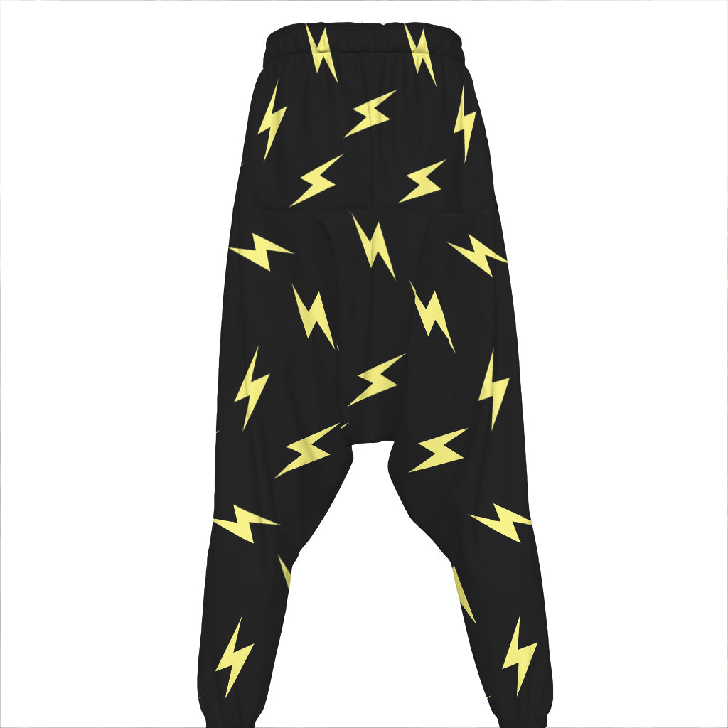 Black And Yellow Lightning Pattern Print Hammer Pants