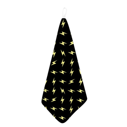 Black And Yellow Lightning Pattern Print Hand Towel
