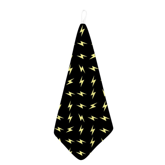 Black And Yellow Lightning Pattern Print Hand Towel