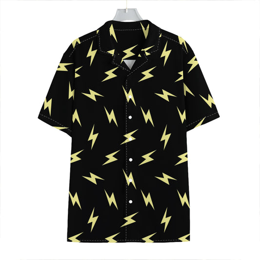 Black And Yellow Lightning Pattern Print Hawaiian Shirt