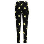 Black And Yellow Lightning Pattern Print High-Waisted Pocket Leggings